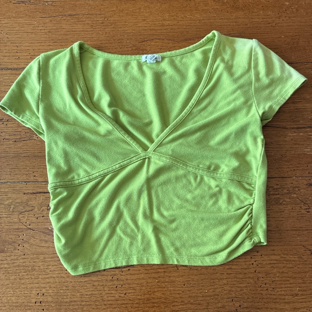 Garage Lime Green V-Neck Crop Top